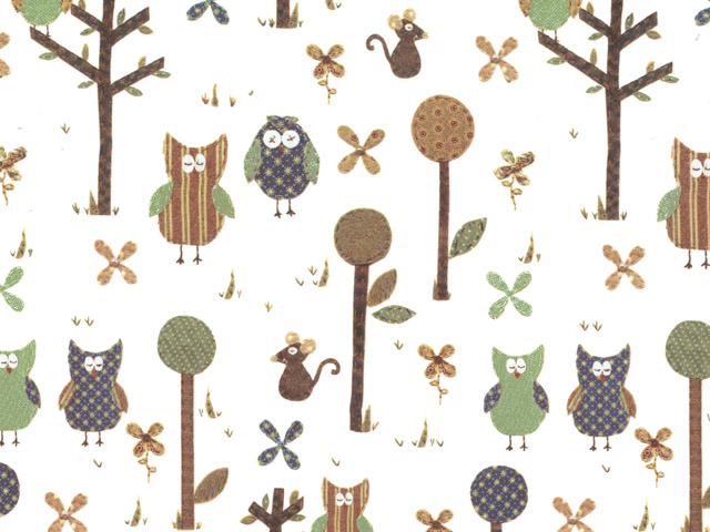 Patchwork Owls Chintz 200mm x 200mm - Click Image to Close