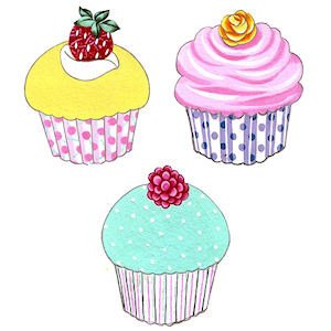 Cupcakes - Small - 50 mm - Set of 3 - Click Image to Close