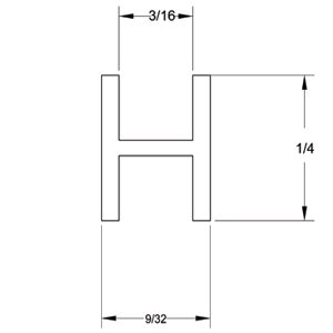 1/4 x 3/16 in. H-Flat Lead Came - per foot