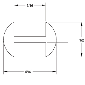 1/2 x 3/16 in. H-Round Lead Came - per foot