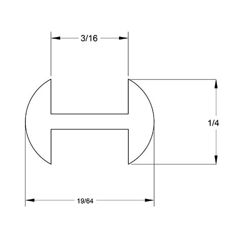 1/4 x 3/16 in. H-Round Lead Came - per foot