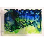 142LL Blue Green Clear Streaky Dalle De Verre