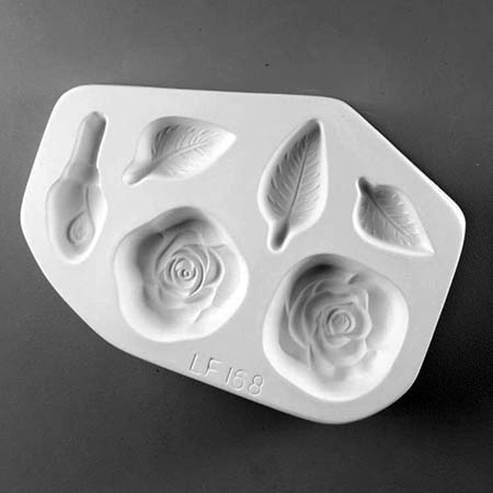 Roses & Leaves Frit Cast Mold - 8.25 x 6 in. - Click Image to Close