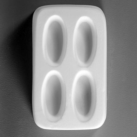 Medium 1.5 x .75 Ovals Ceramic Mold (4) - 4.625 x 2.75 in.