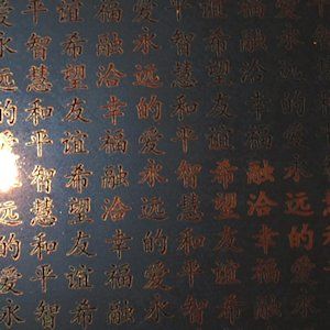 Chinese Characters in Copper on Clear