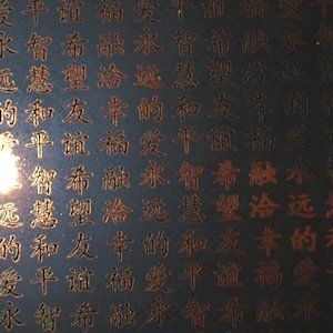 Chinese Characters in Copper on Clear